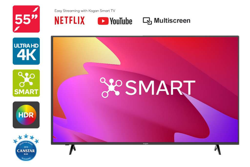 Kogan 55″ Smart HDR 4K LED TV (Series 8 LU8010) $629