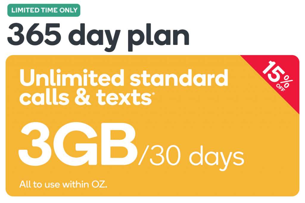 Kogan Mobile Prepaid Voucher Code: SMALL (365 Days | 3GB Per 30 Days) $152.10