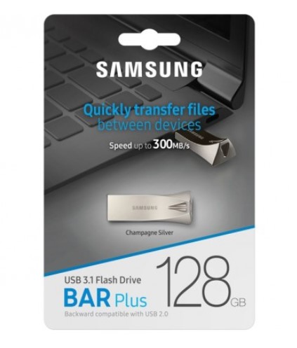 Samsung Bar Plus 128GB USB 3.1 Flash Drive 300MB/s Champagne Silver MUF-128BE3 $49.00 (RRP$99.00)