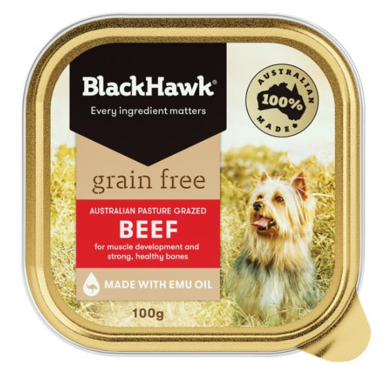 Black Hawk Grain Free 12x100g Beef Dog Food $20.99