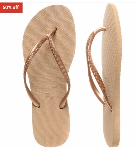 50% OFF Havaianas Rose Gold Slim Thongs $14.99 (RRP$29.99)