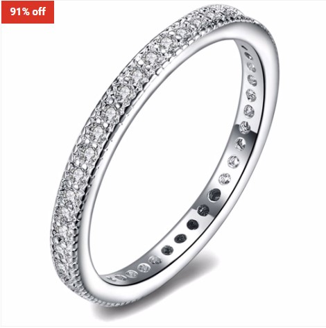 91% OFF Rubique Swarovski Crystal Element Sterling Silver Wedding Band $19 (RRP$207)