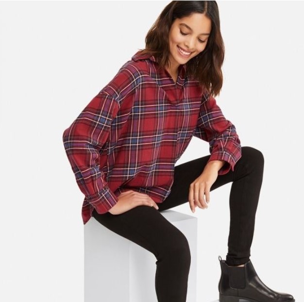 WOMEN Flannel Check Skipper Long Sleeve Shirt AU$39.90