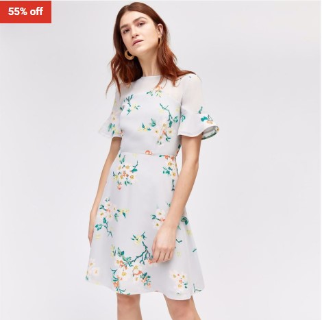 55% OFF Warehouse Light Grey Blossom Flippy Dress $37 (RRP$83)