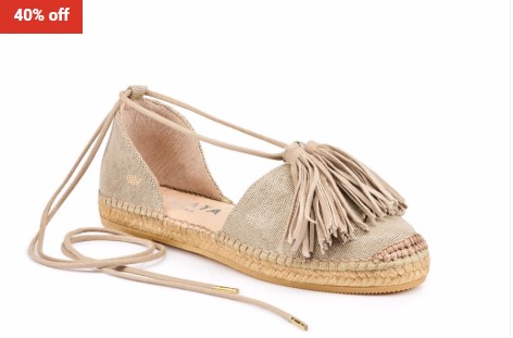 40% OFF VISCATA Sariera Canvas Espadrilles with Tassels Gold $59 (RRP$99)
