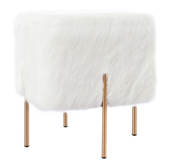 White Faux Fur Eliza Ottoman by Oslo Home $199.00