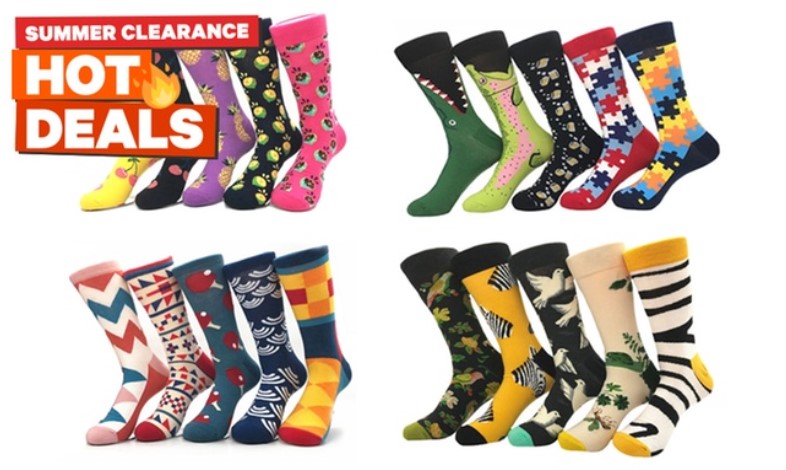 Novelty Printed Men’s Socks: Five ($16) or Ten Pairs ($26)