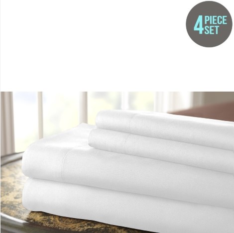 Amrapur Overseas 4 Piece Hotel Collection Sheet Set – White – Queen $19