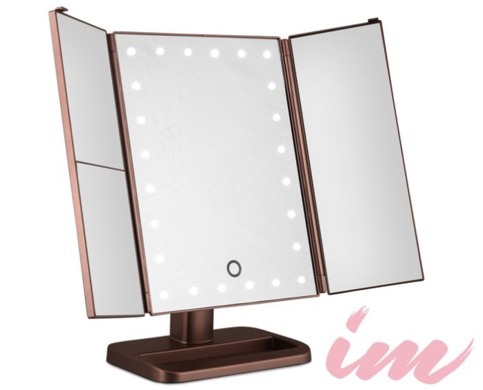 Illuminate Me 3-Way Makeup Mirror w/ LED Lights – Rose Gold $37.99