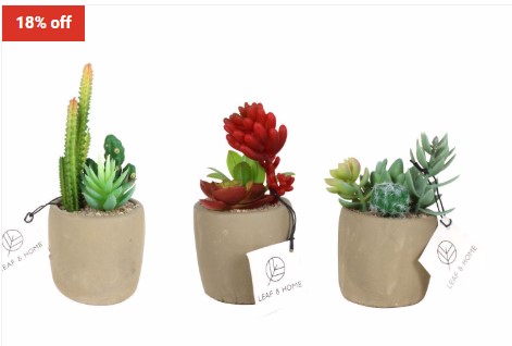 18% OFF LEAF & HOME Cement Pot Succulent Square 8X8cm 3 Asst $9 (RRP$10.94)