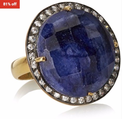 81% OFF Liv Oliver 18K Gold & Oxidized Sapphire Cubic Zirconia Statement Ring $95 (RRP$500)