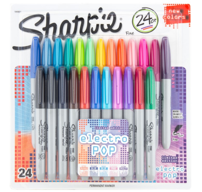 Sharpie Fine Point Electro Pop Permanent Markers 24-Pack $19.99