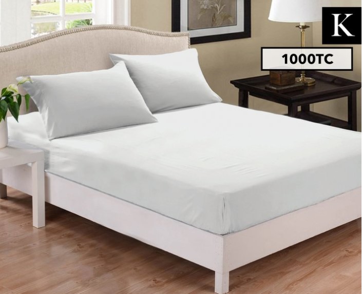 1000TC Cotton Blend King Bed Sheet Combo Set – White $42.99