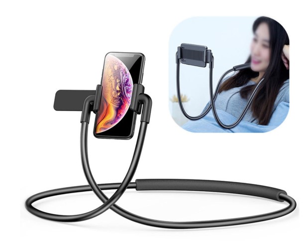 Baseus Neck Waist Hanging Adjustable Clip Lazy Holder Desktop Stand for iPad Xiaomi Mobile Phone Tablet – Black ₱740.32