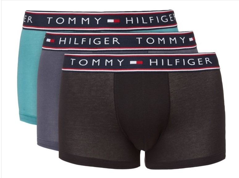 Tommy Hilfiger Men’s Cotton Stretch Trunk 3-Pack – Turquoise/Charcoal/Black $49.99
