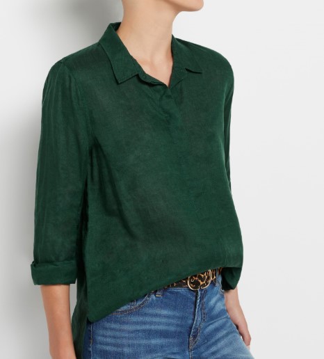 Now 30% Off Linen Curve Hem Shirt $62.97 (RRP$89.95)