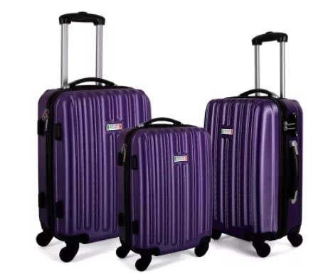 Milano ABS Luxury Shockproof Luggage 3 Piece Set (Purple) $99 + Delivery (RRP $399)