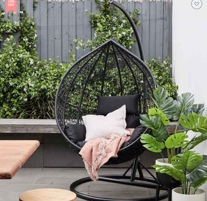 Aerona Hanging Chair, Black Frame $449.10 (REG$499)