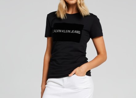 Buy 1, Get 1 50% off | CALVIN KLEIN INSTITUTION FLOCK TEE BLACK $69.95