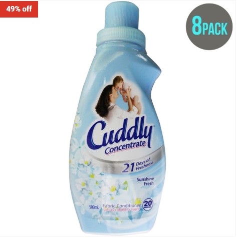 49% OFF Cuddly 8 Pack- 500Ml Fabric Conditioner Concentrate Sunshine Fresh $21.99 (RRP$42.88)