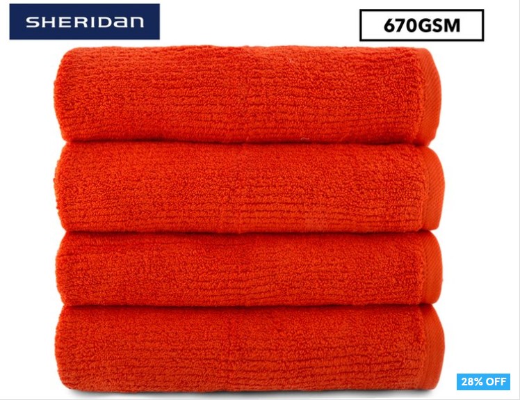 Sheridan Trenton Hand Towel 4-Pack – Persimmon $24.99 (WAS$34.99)