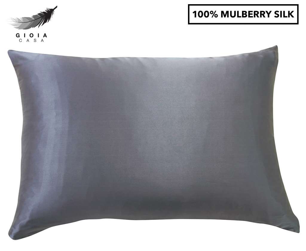 Gioia Casa Two-Sided 100% Mulberry Silk Pillowcase – Charcoal $29.99