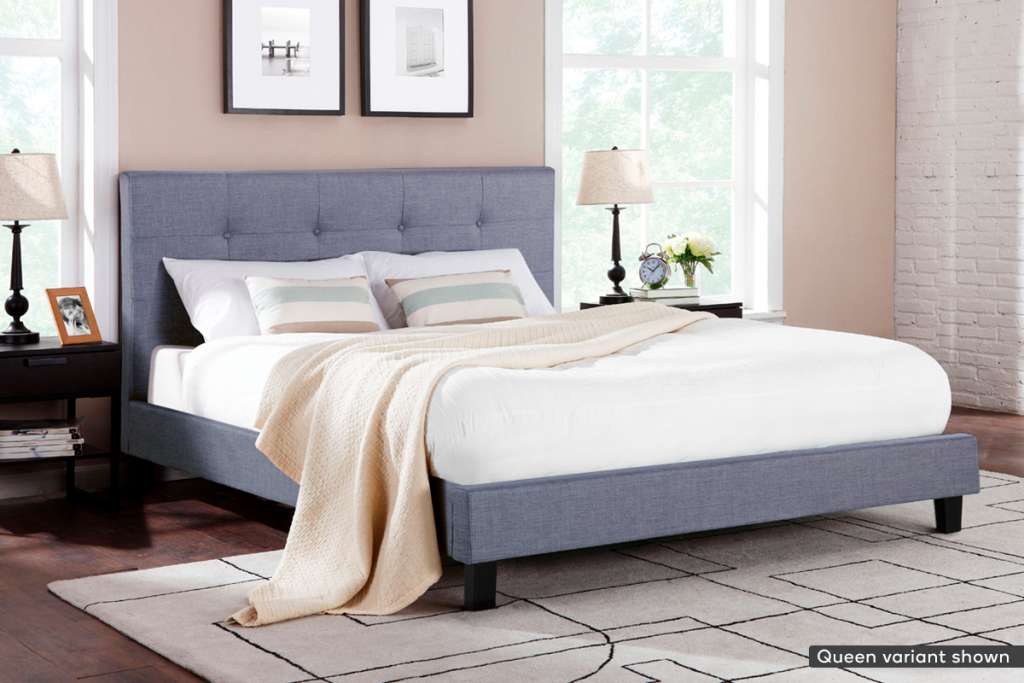 Ovela Bed Frame – Positano Collection (Pewter Grey, Double) $179