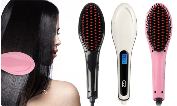 $25 for an Anti-Static Electric Heated Hair Straightening Brush with Temperature LCD Display