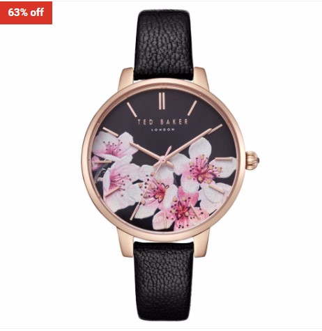 63% OFF Ted Baker Womens Leather Strap Watch TE50272003 Black $99 (RRP$271)