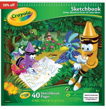 20% OFF Crayola 40Pg Sketchbook $3.99 (RRP$5)