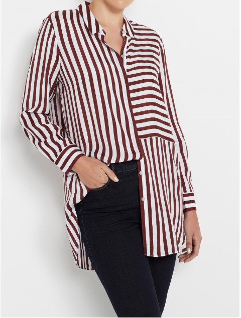 Spliced Stripe Longline Shirt $99.95