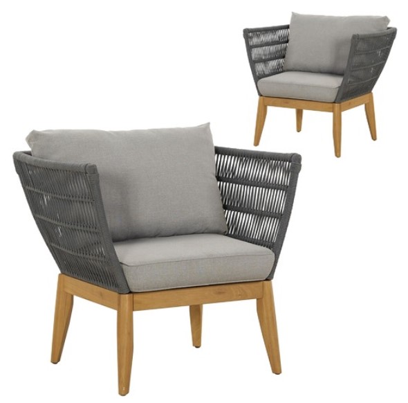 Lorne Eucalyptus Wood & Rope Outdoor Armchairs Set of 2  by Temple & Webster $599.00