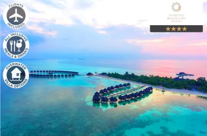 MALDIVES: 7 Night All Inclusive Olhuveli Resort Stay Including Flights for Two (Deluxe Room) $6,698 (Valued at $10,298)