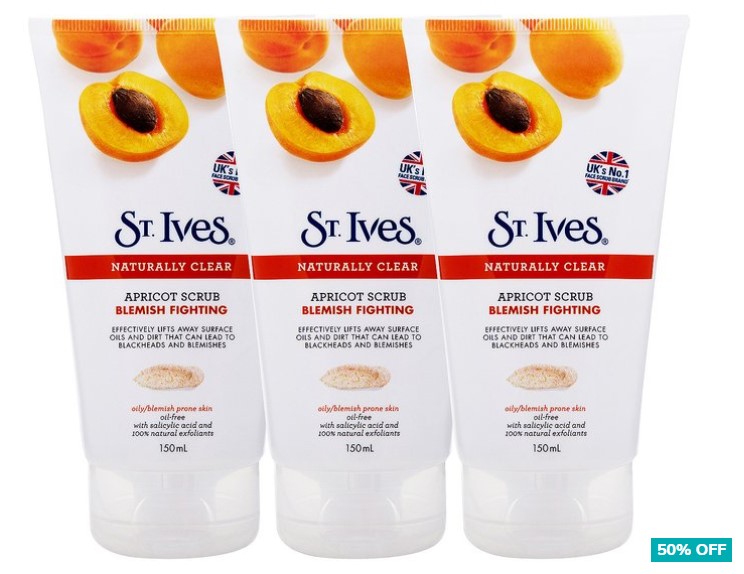 50% OFF 3 x St. Ives Naturally Clear Blemish Fighting Apricot Scrub 150mL $14.97 (Don’t pay $29.97)