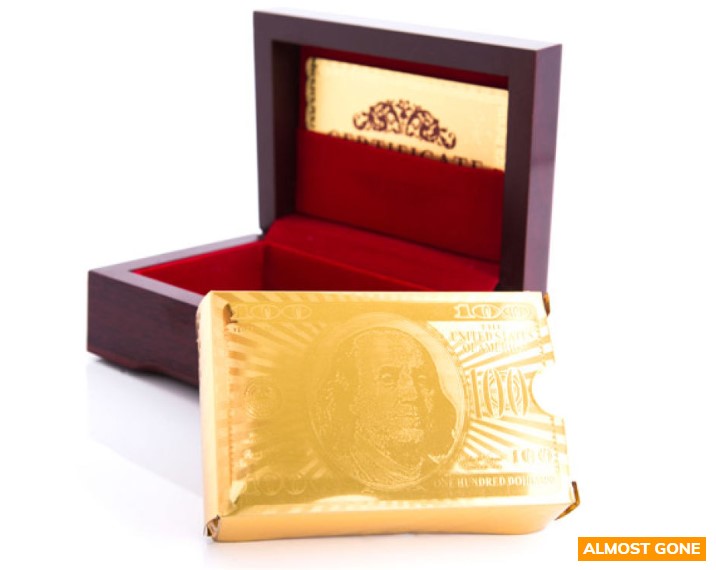 24k Gold-Foil Playing Cards w/ Gift Box $16.99