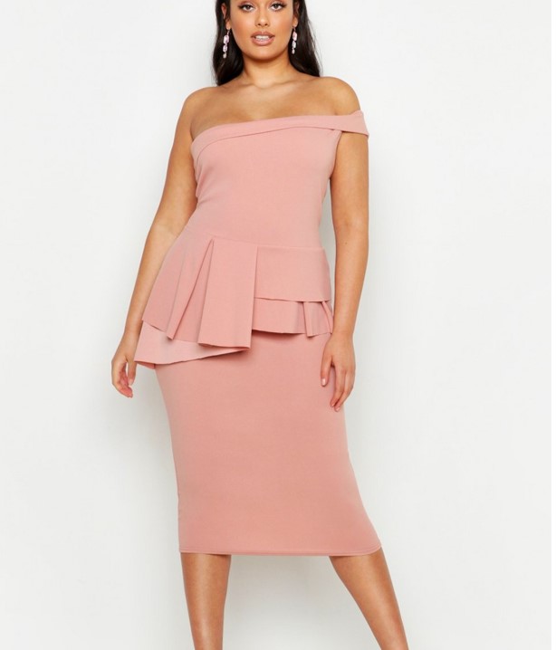 25% OFF Plus One Shoulder Bandeau Peplum Pencil Midi Dress £16.50 (RRP£22.00)