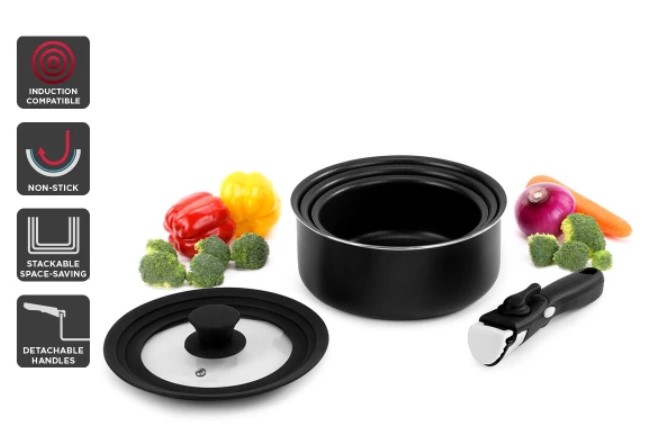 71% OFF Ovela Moderno 5 Piece Stackable Non-stick Cookware Set $49 (Was $169)