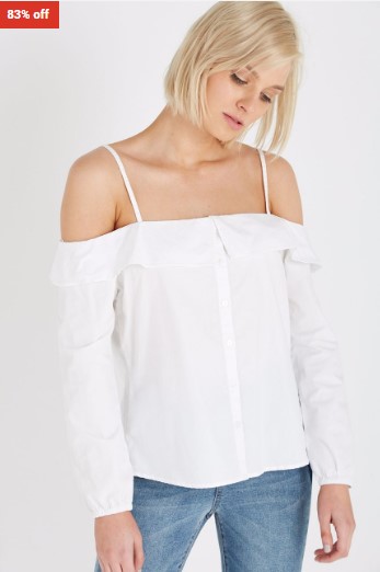 83% OFF Cotton On Hayley Cold Shoulder White Top $6 (RRP$34.95)