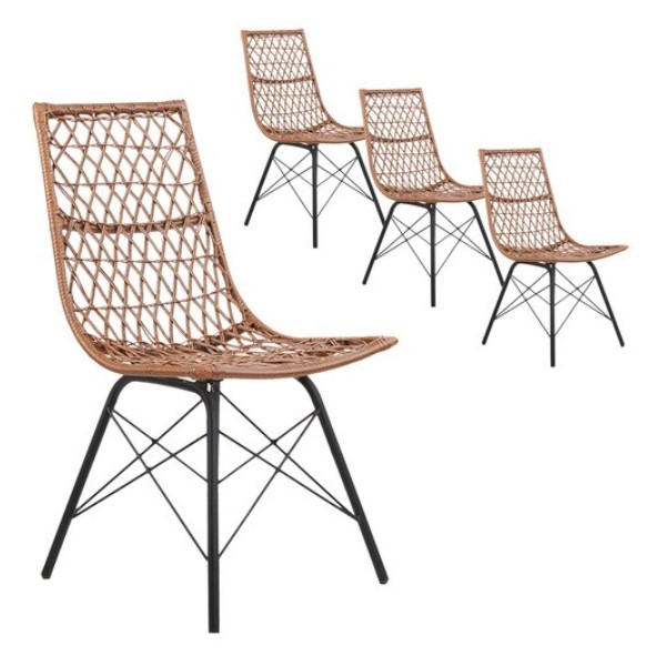 5% OFF Lui PE Wicker Dining Chairs (Set of 4) by Dwell Home $264.00 (RRP:$279.00)