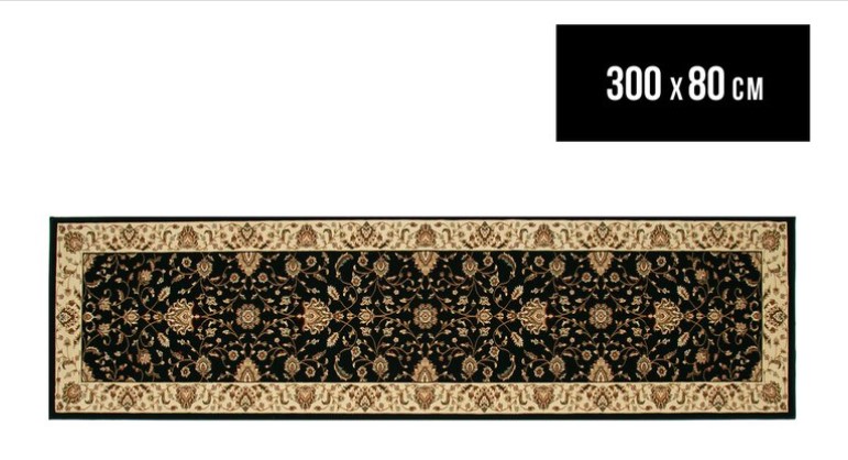 Rug Culture 300x80cm Caspia Classic Empire Yan Rug – Black $109