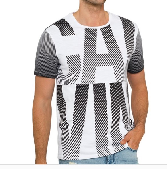 Calvin Klein Men’s CK Diagonal Lines Crew Tee – Standard White $19.99