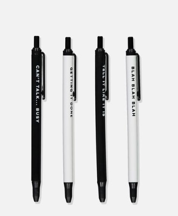 50% OFF Printed Pen Black 4Pk $5.00 (RRP$9.99)