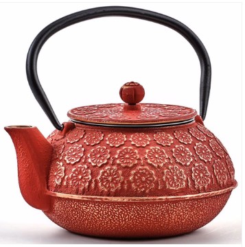 Old Dutch Int. Teapot Cast Iron Cherry Blossom – Red Gold $22