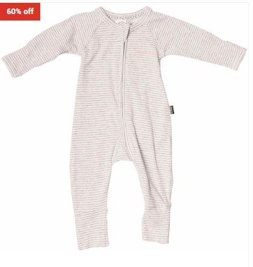 60% OFF Bonds Zip Wondersuit Grey Marle White Stripe $10 (RRP$24.95)