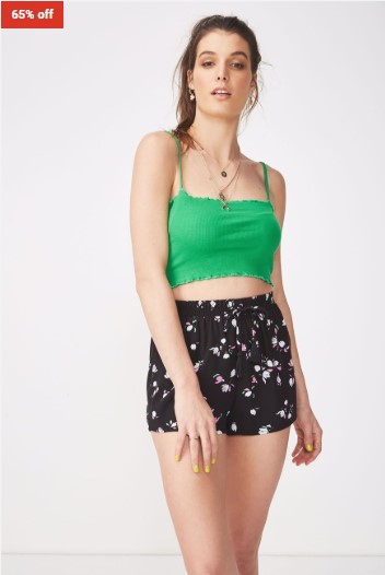 65% OFF Supré Melrose Tie Front Short Confetti Floral Black $7 (RRP$20)