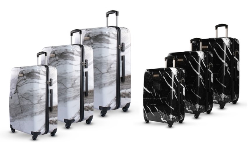 $189 for a Three-Piece Polycarbonate Hard Case Marble-Design Luggage Set (Don’t Pay $549)