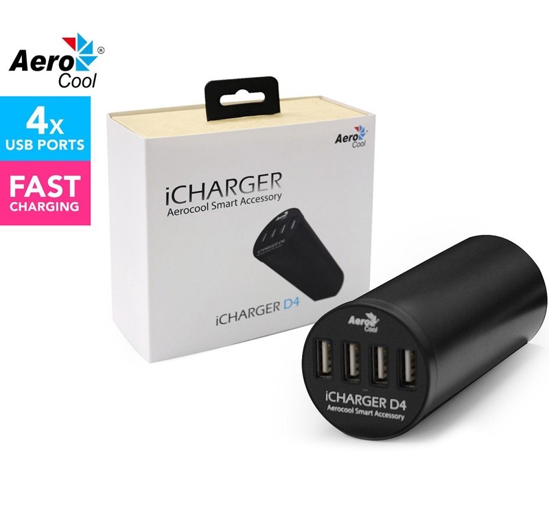 Aerocool iCharger D4 4-Port Smart Office USB 2.4A Fast Charger $15.00