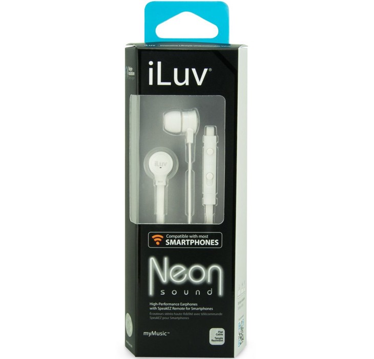 Iluv Neon Sound High-performance Earphone With In-line Remote For Smartphones White $15.00