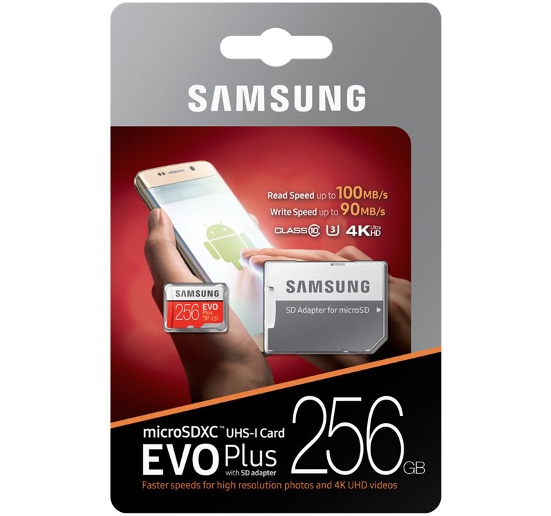 Samsung EVO Plus 256GB Class 10 Micro SDXC With SD Adapter $89.00