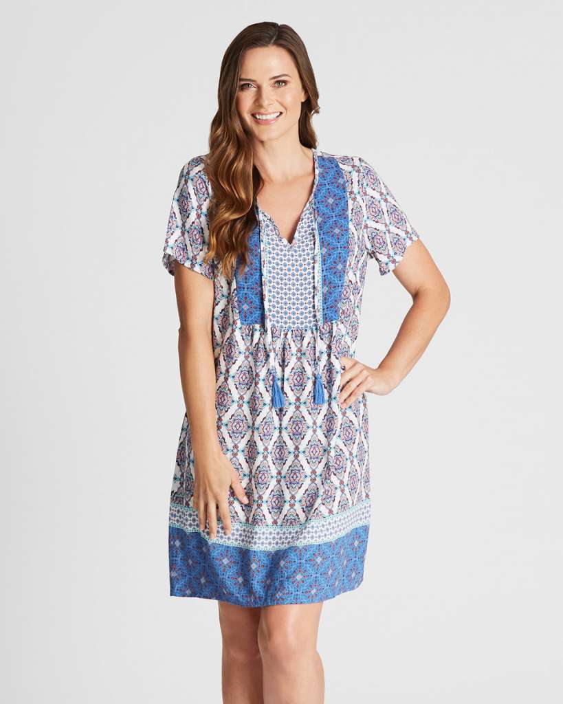 Contrast Bib Boho Dress $25.00